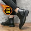 Winter Fur Inside Men's Leather Fashion Warm Dress Men Ankle Boots British Style Boot Male Size 38-46