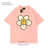 Desenho camisa designer masculino rosto de verão camiseta feminina tops soltos redondos capuz de pescoço chapéu floral pequeno rosto amarelo drawadwrew 5372 6886