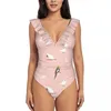 Swimwear féminin Sexy un morceau de maillot de bain Femme Funny Parrot Corella Cockatoo Ruffled Monokini Femme BodySuit Girl Bathing Bathing