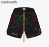 Rhude high -end designer shorts voor brief cashew bloem wol jacquard casual capris high street mist mode losse drawstring shorts met 1: 1 originele labels