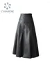 Kjolar kvinnors kaffeläder kjol y2k streetwear a-line long harajuku koreansk vintage 90-tal hög midja gotiska 2000-talskläder