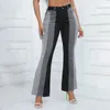 Pantalon féminin Capris Femmes Flare Jeans hautes taille large jambe lâche couverture cloche fond de contraste lavé Jeans Pantnes de Mujer Y240504