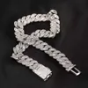 Hip Hop -sieraden 925 Sterling zilver 16 mm Baguette Moissanite Iced Out Miami Cuban Link ketting