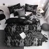 Set di biancheria da letto in marmo nero comodo biancheria da letto giù per il piumino set di cover a 3 pezzi biancheria biancheria da letto senza letto senza motivi per il tela del piumino set J240507