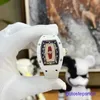 Swiss Made RM Wrist Watch RM07-01 Série féminine RM07-01 Black Lip 18K Rose Gold Snowflake Diamond Womens blanc