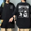 T-shirts masculins T-shirt imprimé anime japonais Coton Été hommes femmes manga court slve harajuku hip hop tops décontracté lâche surdimensionné noir t t240505