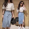 Kleidungssets 2024 Sommer Girl Mode Set Childrens Doll Hemd Jeans Rock Baby süßes, designierbares Kleider