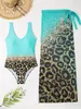 Women's Swimwear 2024 New Sexy Leopard Print One Piece Swimsuit And Beach Sarong Backless Monokini Bathing Suits Summer Beach Wear Swimming Suit Y240506