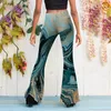 Pantalon féminin Femmes 2024 Printing dames plus taille d'été d'automne longueur fullle jambe hautement taille pantalon large pour