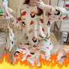 Frauenschlaf Lounge Winter Heiße Wolle Pyjama Kawaii Girls Pyjama Frauen Abend Dressl2405