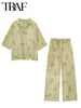 Suits-survêtements pour femmes Jacquard Long Pantals pour femmes 2 pièces 2024 Chemises de mode
