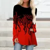 T-shirt pour femmes XS-8xl Automne et vêtements d'hiver Femmes Femmes décontractées Long Tops Dames 3D Shirts imprimés T-shirts en vrac Pullover D240507