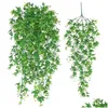 Dekorative Blumen Kränze künstliche Weinreben Ivy Blattpflanzen Rebe hängen falsche Laubblätter für Grün Wanddekoration Drop Dhmio