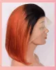 Ombre orange couleur dentelle perruque bobohair plein frontal bobo raide de cheveux humains cheveux réels coiffures complets courts wigs humanhair perruque