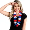 Fleurs décoratives 10pcs Colliers patriotiques hawaii leis 4 juillet Couronnes de fleurs de soie danse Garland floral pour l'indépendance Day Beach