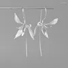 Dangle Ohrringe leeres Tal Orchideen Sterling Silber Chinesische literarische Nischenblume