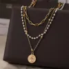 Bijoux multicouche multicouche perle de monnaie pour femmes collier de chaîne épaisse pour femmes