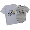 Family Matching Tenues Family Matching Tenits Frère Sœur Soeur Tshirt Baby Boys Ranger Petit garçon BodySuit Big Sister T-shirt Summer Kid Top Tees D240507