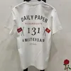 남자 티셔츠 남성 빈티지 아메리칸 스트리트 의류 매일 종이 티셔츠 편지 인쇄 둥근 목 상단 매일 종이 의류 2405