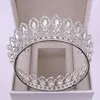 Haarclips Luxe Crystal Round Crown Tiara Rhinestone Prom Diadeem Tiaras en Crowns For Women Bridal Wedding Accessories Sieraden Gift