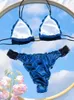 Swimwear femminile 2024 Bikini Blue Color Swimsuit Sexy Swimwear Women Wee Suite Two pezzi taglio Bandage Bandage Bandaggio Brasiliana Brasiliana Nuovo abbigliamento da spiaggia Y240506