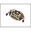 Bead eefs Multilayer Charm Bracelets Hand Made Turkish Evil Eye Bracelets Braided Adjustable Leather Fashion Vintage Men Jewelry For W