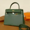 12A1: 1 Sac fourre-tout de concepteur de qualité supérieure File de cire entièrement cousue à la main Real Couir d'origine anglais Green Couleur solide minimaliste sac à main de luxe pour femmes avec boîte.