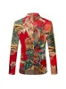 Mode Red Print Mens Anzug 3D Mode Kleidergeschäft Casual Flower Jacke Coat 240507