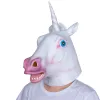 Masks Halloween Masks Latex Horse Head zebra Cosplay Animal Costume Theater Prank Crazy Party Props White Unicorn Full Face Mask