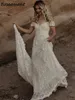 Romantische Schwächen schnüren Meerjungfrau Hochzeitskleid 2024 Sexy Offschuldner Applikationen Perlen Trompetenbrautkleid
