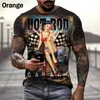 T-shirts masculins Summer Retro Girl Garage Style 3D Mens T-shirt Fashion Casual Round Cou Short Street Vêtements Hip-Hop T-shirtl2405 à manches courtes