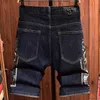 Heren shorts modieuze heren vijfpunt dunne denim shorts modieuze rechte tube geborduurde gedrukte jas paardenbroek J240507