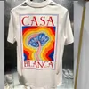 Mens T-shirts t Brand Designer Tees Rainbow Mushroom Letter Print Short Sleeve Tops Cotton Loose Men Casa Blanca Women Shirt Jhvd G714
