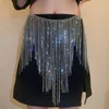 Long Tassel Inlaid Rhinestone Belly Chains Exaggerated Body Chain Fashion Luxury Matching Skirts Waist Jewelry Women Wedding 240507