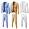 Erkekler Suits Blazers 1 Set Ceket Pantolon Tek Göğüs İlkbahar ve Sonbahar İnce Fit düğmeleri Düğün resmi Q240507