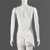 Damestanks Sexy Slim Fit White Camis Tops Women Spaghetti Riem V-Neck Vest Asymmetric Hem Mini Corset 2024 Zomer feestclubkleding