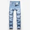 Jeans masculin jeans jeans trou de denim en ruine tendance élastique pantalon décontracté de haute qualité pantalon de grande taille J240507