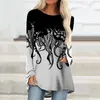 T-shirt pour femmes XS-8xl Automne et vêtements d'hiver Femmes Femmes décontractées Long Tops Dames 3D Shirts imprimés T-shirts en vrac Pullover D240507