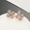 Designer Ohrringe Blumen besetzt Diamant süße Ohrringe rosa Diamant Hochzeitsdrehung Prinzessin Stil