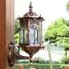 Holders Antique Exterior Wall Light Fixture Aluminum Glass Lantern Outdoor Garden Lamp
