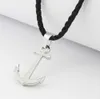 Runda Fashion IP Black en acier inoxydable Sailor Anchor Pendant Collier pour hommes bijoux avec corde en nylon 201013239c9374479