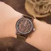 Herren beobachten Luxus -echte Leder Uhren Größe 46mm Holzgelenkscheine Uwood Japan Miyota Quarz Bewegungen mit Schachtel