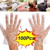 Gants 100pcs gants jetables gants en plastique gants transparents gants de nettoyage respectueux de l'environnement pour les accessoires de cuisine de cuisine bricolage