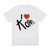 T-shirts masculins I Heart Love Korn Rock Band Music Album T-shirt Mens Vintage Metal Gothic Surdimension T-shirts Strtwear Short Slve T-shirts T240506