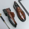 Deri Brogue Busniess Erkekler Resmi Elbise Oxfords Moda Ofis Beyefendi Yemek Ayakkabı Schoenen Heren