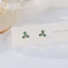 Boucles d'oreilles Green Crystal Clover 3 Feuilles pour femmes Feminia Corée Or Couleur de mariage Engagement de mariage Accessoires