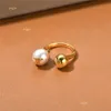 Guld enkel pärla öppen designer ring för kvinnor märke pärla boll kinesisk finger moissanit engagemang bröllop kärlek r 897213