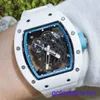 RM Движение запястья Watch RM055 Автоматические механические серии часов керамический ручный механизм 49,9*42,7 мм RM055 Белый керамический синий