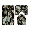 Mats 3pcs Vintage Flower Crane Bath Mat de bain Ensemble japonais Asian Asie Floral Cuisine Poigle Antislip Tapis de salle de bain Tapis de toilette Couvercle de couvercle