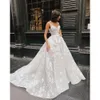 3d Junoesque Spaghetti Schatz A-Line-Kleider Hochzeitsblumenbewerber Court Kleid Mitte gemachtes Brautkleid Vestidos de Novia